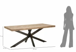 Tavoli Fissi > Dmora Tavolo gambe intrecciate rettangolare 9 posti marrone e nero 180x90cm - Deller Nero, Marrone