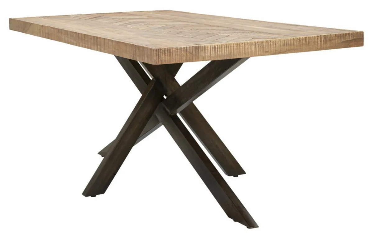 Tavoli Fissi > Dmora Tavolo gambe intrecciate rettangolare 9 posti marrone e nero 180x90cm - Deller Nero, Marrone