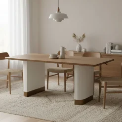 Tavolo grande rettangolare 10 posti bianco e marrone 180x90cm - Brian