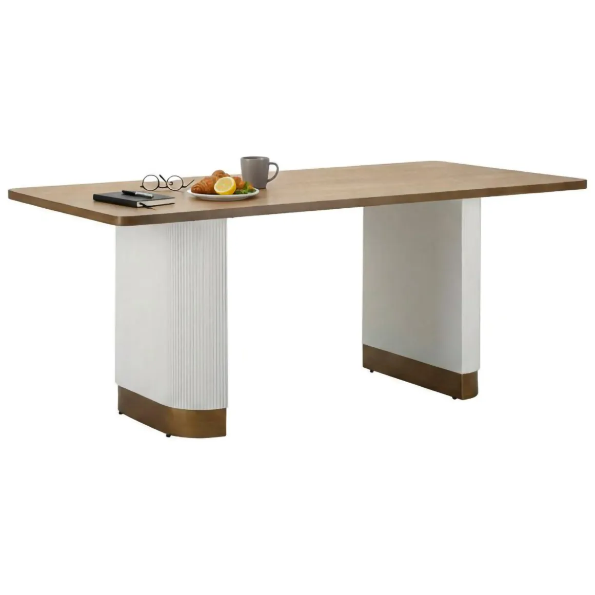 Tavolo grande rettangolare 10 posti bianco e marrone 180x90cm - Brian