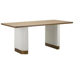 Tavolo grande rettangolare 10 posti bianco e marrone 180x90cm - Brian