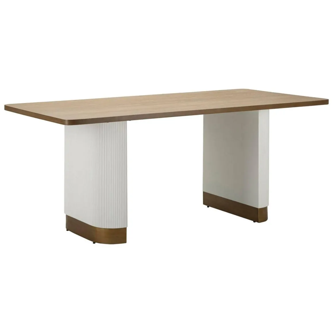 Tavolo grande rettangolare 10 posti bianco e marrone 180x90cm - Brian