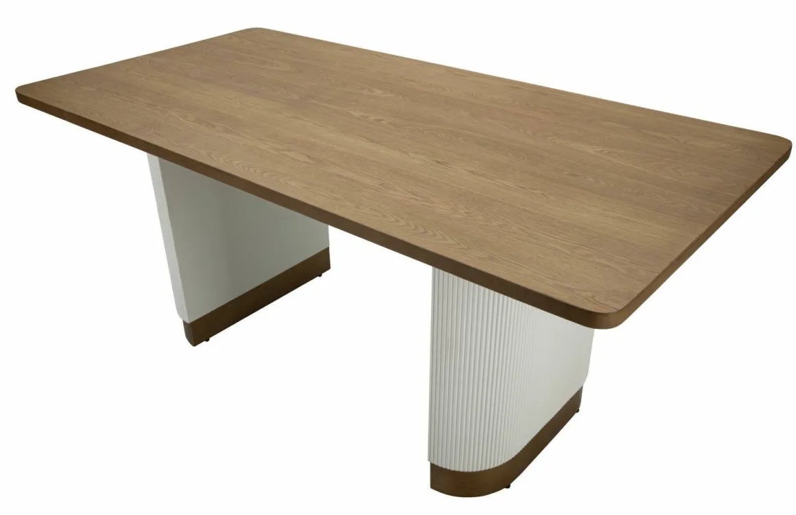 Tavolo grande rettangolare 10 posti bianco e marrone 180x90cm - Brian