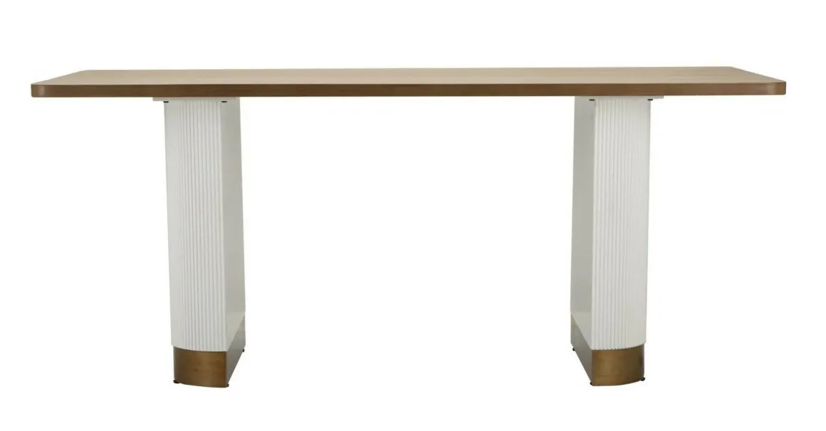 Tavolo grande rettangolare 10 posti bianco e marrone 180x90cm - Brian