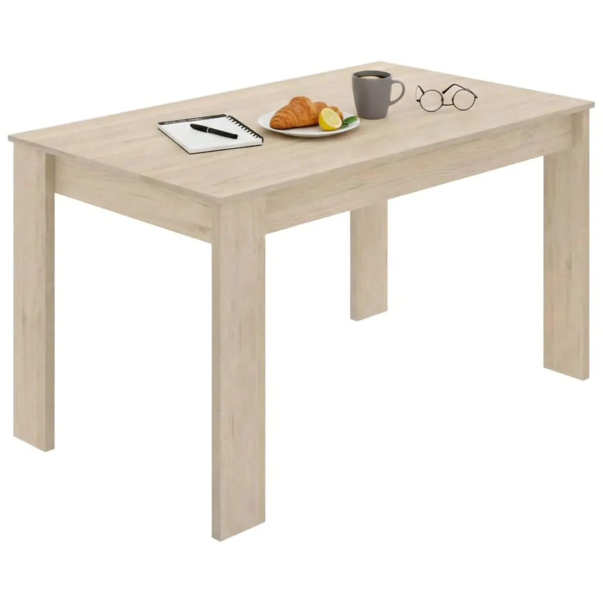 Tavoli Fissi|Cucina > Dmora Tavolo legno chiaro rettangolare 6 posti 138x81cm - Alois Marrone Rovere