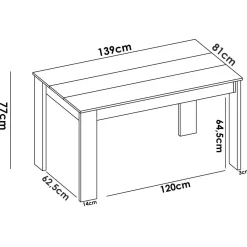 Tavoli Fissi|Cucina > Dmora Tavolo legno chiaro rettangolare 6 posti 138x81cm - Alois Marrone Rovere