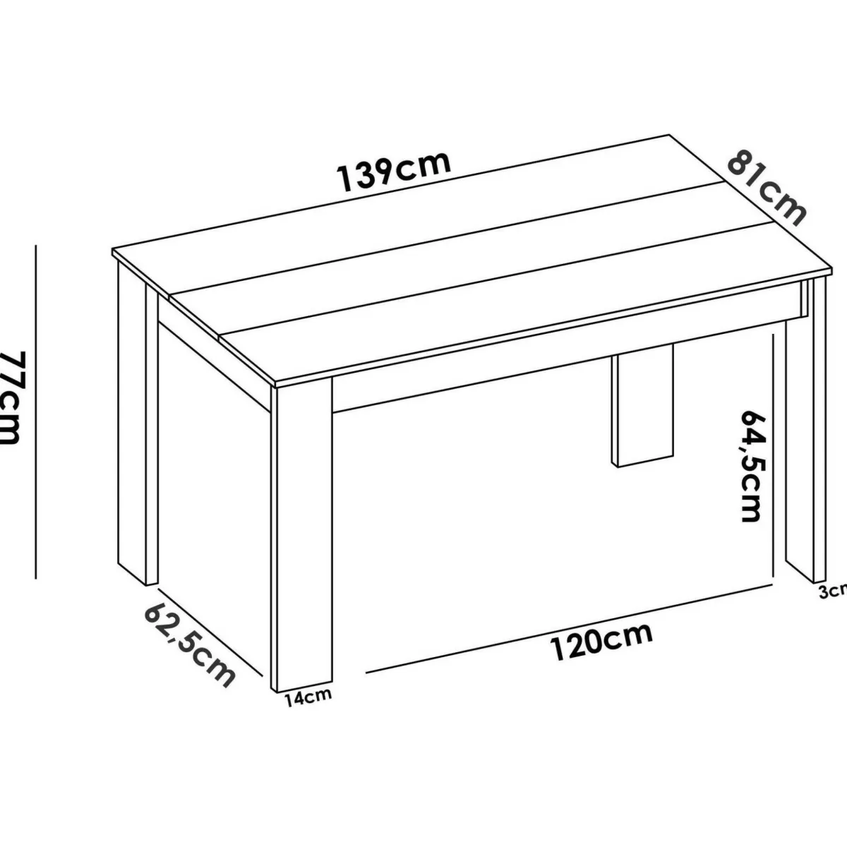 Tavoli Fissi|Cucina > Dmora Tavolo legno chiaro rettangolare 6 posti 138x81cm - Alois Marrone Rovere