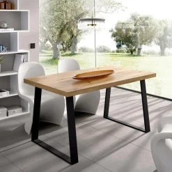 Tavolo legno e metallo rettangolare 8 posti 140x90cm - Amitrax