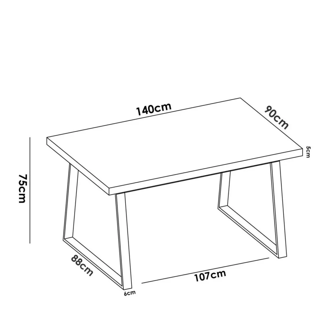 Tavolo legno e metallo rettangolare 8 posti 140x90cm - Amitrax