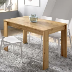 Tavoli Fissi|Cucina > Dmora Tavolo legno rettangolare 6 posti 138x81cm - Alois Marrone Rovere Nodi
