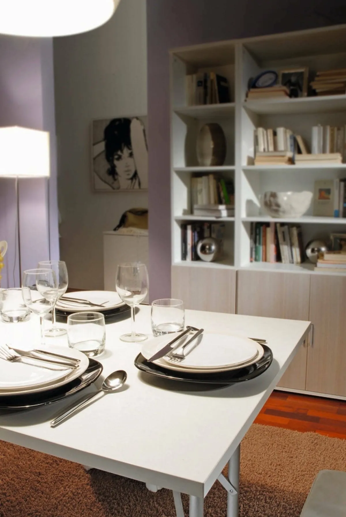 Tavoli Da Esterno|Outdoor > Dmora Tavolo pieghevole 6 posti in metallo e legno 125x75cm bianco - Aliena Grigio, Bianco