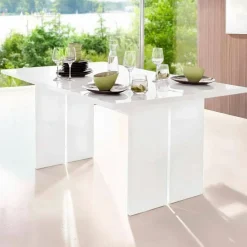 Tavoli Fissi|Cucina > Dmora Tavolo pranzo rettangolare 8 posti 160x90cm - Alibi Bianco Lucido