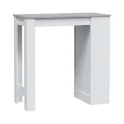 Cucina|Salotto > Dmora Tavolo rettangolare con scaffale 6 posti bianco e cemento 130x50cm - Andreoli Grigio, Bianco Cemento
