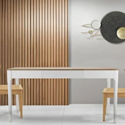 Tavolo rettangolare 8 posti bianco e marrone 180x60cm - Dindga