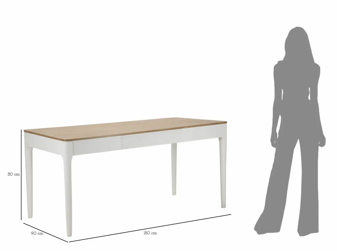 Tavolo rettangolare 8 posti bianco e marrone 180x60cm - Dindga