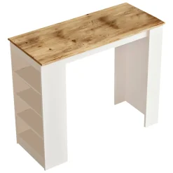 Tavolo rettangolare 2 posti con scaffale quercia e bianco 120x51cm - Pontebba