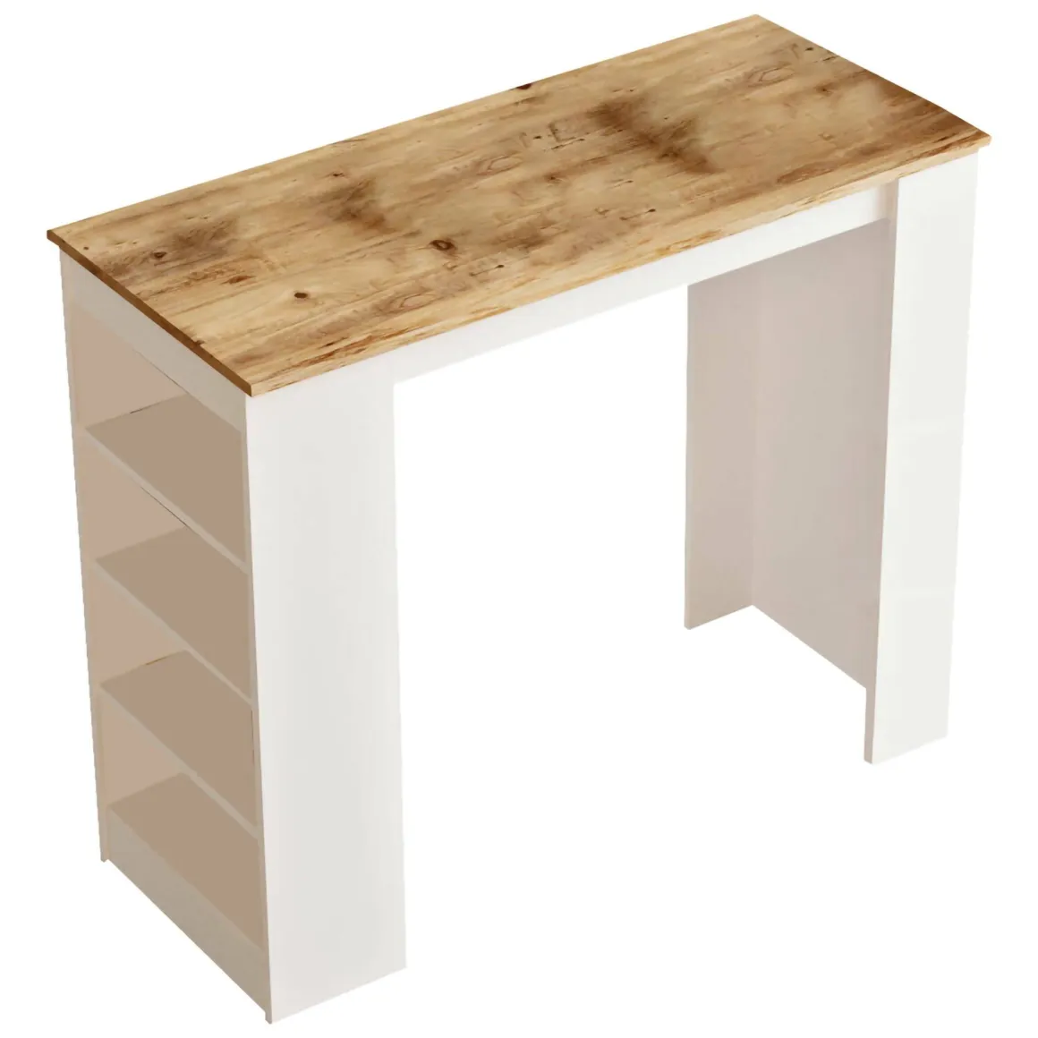 Tavolo rettangolare 2 posti con scaffale quercia e bianco 120x51cm - Pontebba