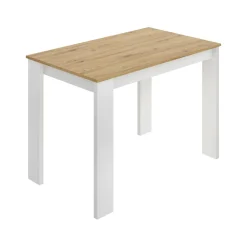Tavolo rettangolare salvaspazio 6 posti legno e bianco 110x67cm - Amaranthya