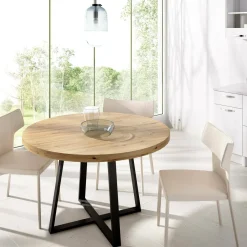 Tavoli Fissi|Cucina > Dmora Tavolo rotondo in metallo e legno 4 posti 120x120cm - Abal Nero