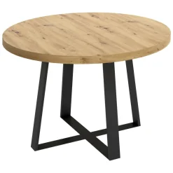 Tavoli Fissi|Cucina > Dmora Tavolo rotondo in metallo e legno 4 posti 120x120cm - Abal Nero