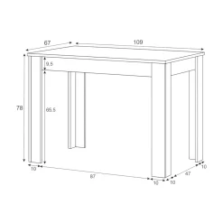 Tavoli Fissi|Cucina > Dmora Tavolo salvaspazio rettangolare 6 posti bianco e rovere 109x67cm - Anat Marrone, Bianco Rovere