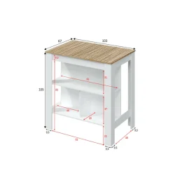 Tavolo scaffale rettangolare 6 posti bianco e rovere 103x67cm - Barzano