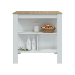 Tavolo scaffale rettangolare 6 posti bianco e rovere 103x67cm - Barzano
