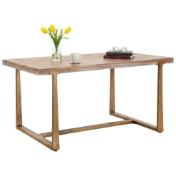 Tavoli Fissi > Dmora Tavolo vintage rettangolare 9 posti oro e marrone 180x90cm - Kazimir Marrone, Oro