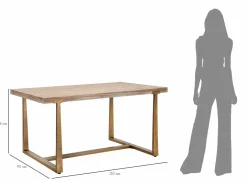 Tavoli Fissi > Dmora Tavolo vintage rettangolare 9 posti oro e marrone 180x90cm - Kazimir Marrone, Oro