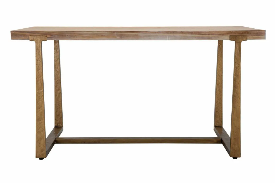 Tavoli Fissi > Dmora Tavolo vintage rettangolare 9 posti oro e marrone 180x90cm - Kazimir Marrone, Oro