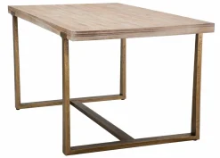Tavoli Fissi > Dmora Tavolo vintage rettangolare 9 posti oro e marrone 180x90cm - Kazimir Marrone, Oro