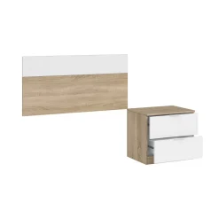 Testiera Aleangy, 100h50 cm, Rovere e Bianco