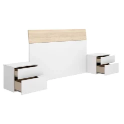 Testiera letto Acros, 161x4h100 cm, Bianco e Rovere