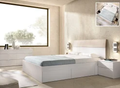 Testiera letto Acros, 161x4h100 cm, Bianco e Rovere