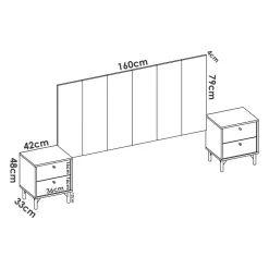 Camera Da Letto > Dmora Testiera letto Alaca, 244x37h127 cm, Rovere e Antracite Nero, Nero Antracite