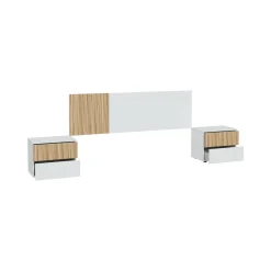 Testiera letto Armony, 266x34h89 cm, Bianco e Rovere