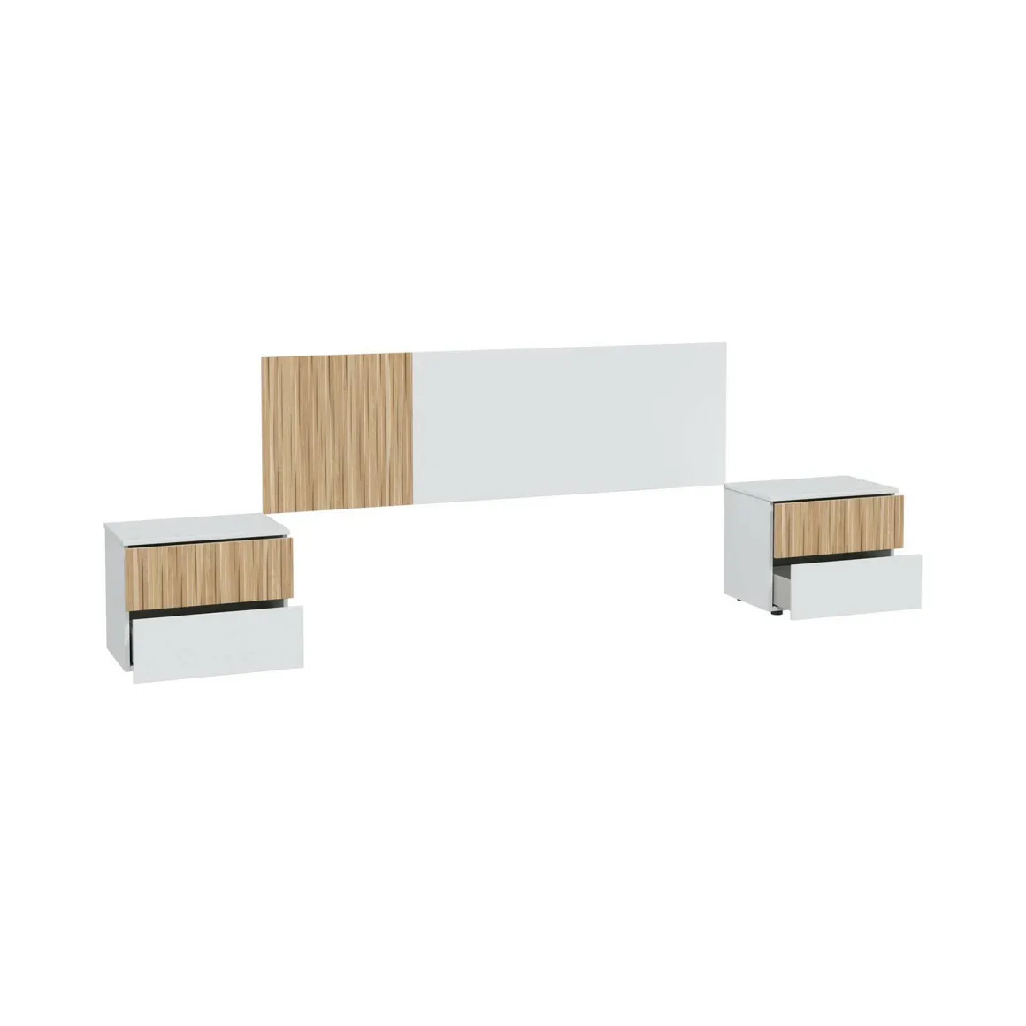 Testiera letto Armony, 266x34h89 cm, Bianco e Rovere