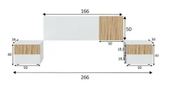 Testiera letto Armony, 266x34h89 cm, Bianco e Rovere