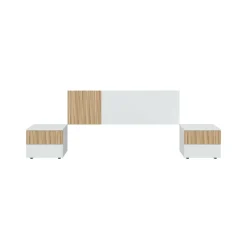 Testiera letto Armony, 266x34h89 cm, Bianco e Rovere