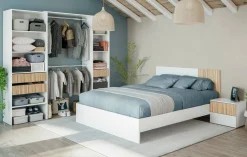 Testiera letto Armony, 266x34h89 cm, Bianco e Rovere
