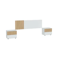 Testiera letto Armony, 266x34h89 cm, Bianco e Rovere