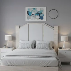 Testiere > Dmora Testiera Letto Bianco Bianco Anticato 248x33 cm, Colore Struttura Bianco - Genzone Bianco Anticato, Bianco