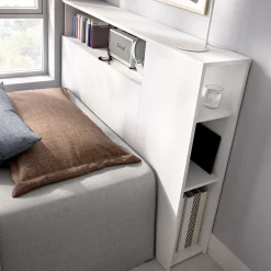 Testiere > Dmora Testiera Letto con Vani Libreria Singolo 23x127 cm - Lander Bianco
