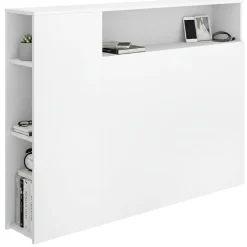 Testiere > Dmora Testiera Letto con Vani Libreria Singolo 23x127 cm - Lander Bianco