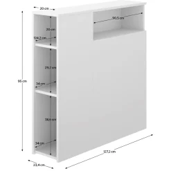Testiere > Dmora Testiera Letto con Vani Libreria Singolo 23x127 cm - Lander Bianco