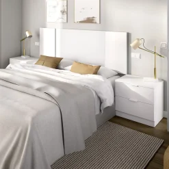 Testiera Letto Bianco Marrone Rovere 2 Comodini Inclusi Piazza e Mezza 34x237 cm, Colore Struttura Marrone - Carson