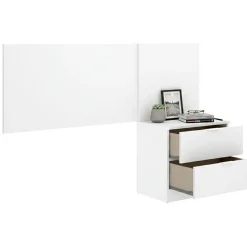 Testiera Letto Bianco Marrone Rovere Comodino Incluso Singolo 34x141 cm, Colore Struttura Marrone - Lead