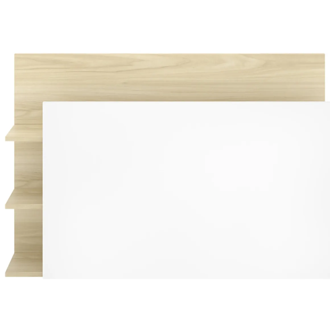 Testiera Letto Bianco Marrone Rovere Vani Libreria Singolo 19x105 cm, Colore Struttura Marrone - Minden
