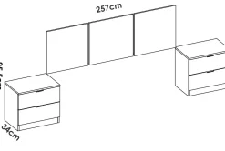 Testiera Letto Bianco Matrimoniale 256.8x34.2 cm, - Oliwa