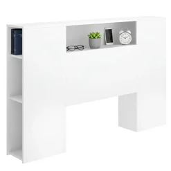 Testiera Letto Bianco Vani Libreria Piazza e Mezza, Matrimoniale 23x157 cm - Bonner